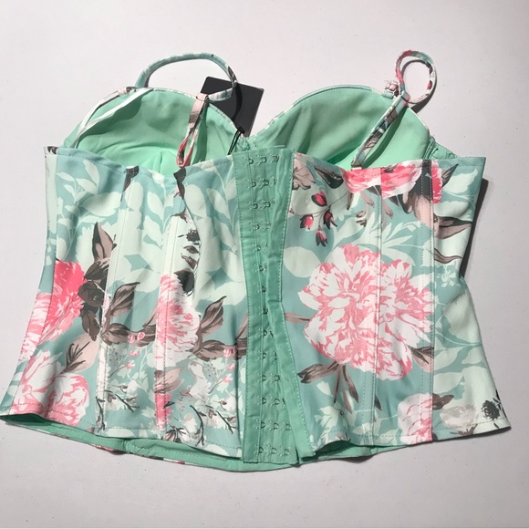 NWT JLUXLABEL Ivana Bustier Corset Top in Mint Floral Spring Size Large - Picture 11 of 15